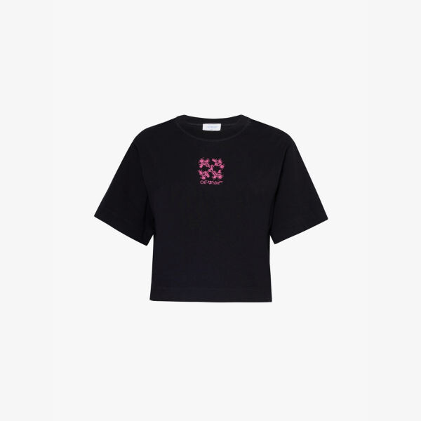 

Футболка свободного кроя из хлопкового трикотажа с фирменной вышивкой Off-White C/O Virgil Abloh, черный