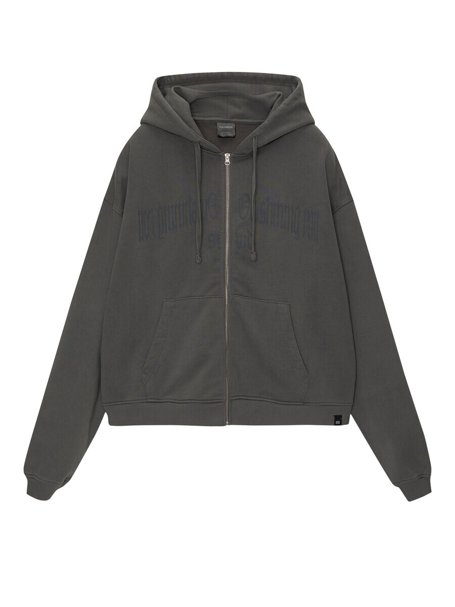

Худи Pull&Bear Zip-Up Hoodie, антрацит/темно-серый