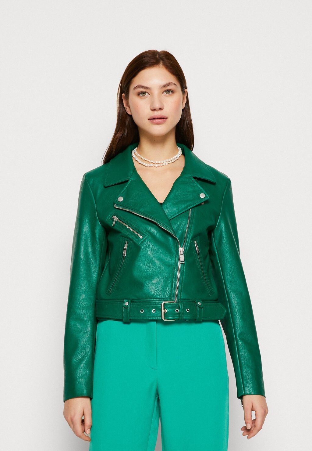 

Куртка из синтетической кожи ONLY ONLVERA BIKER, цвет green jacket