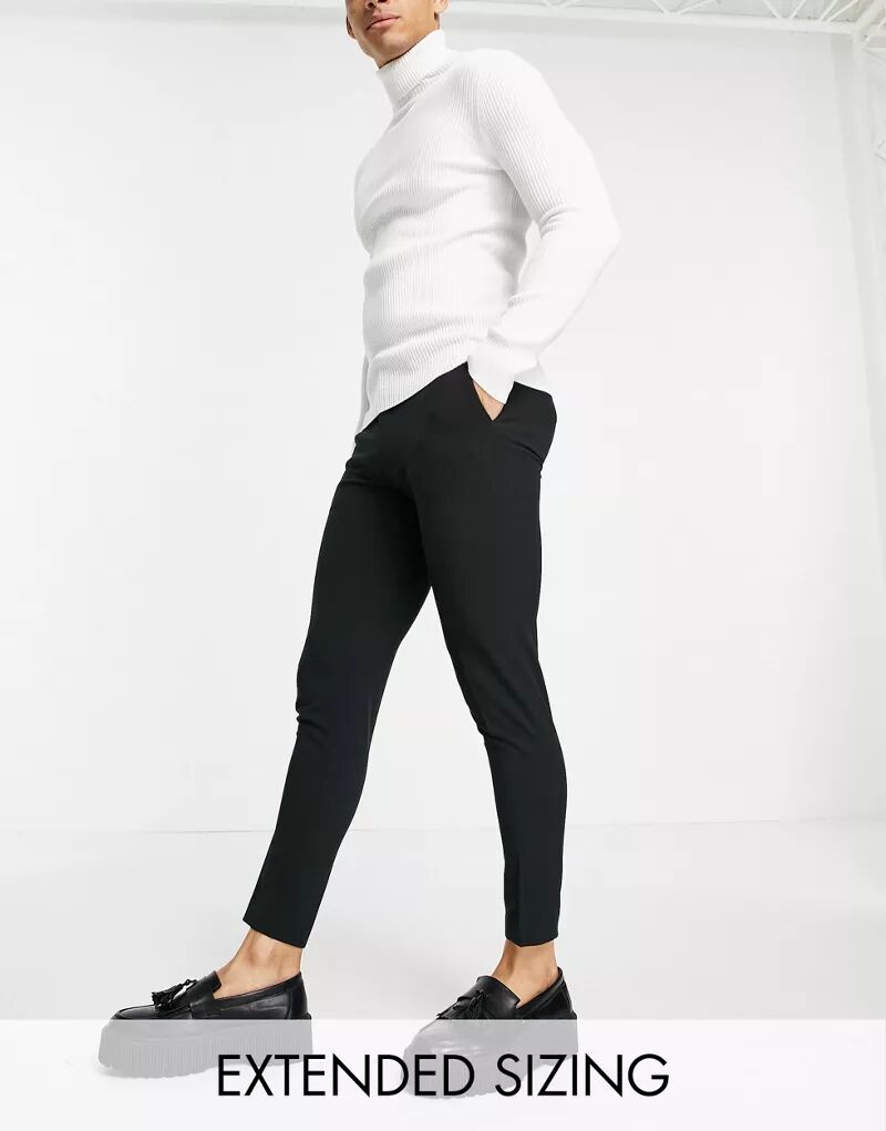 Черные укороченные элегантные брюки узкого кроя ASOS