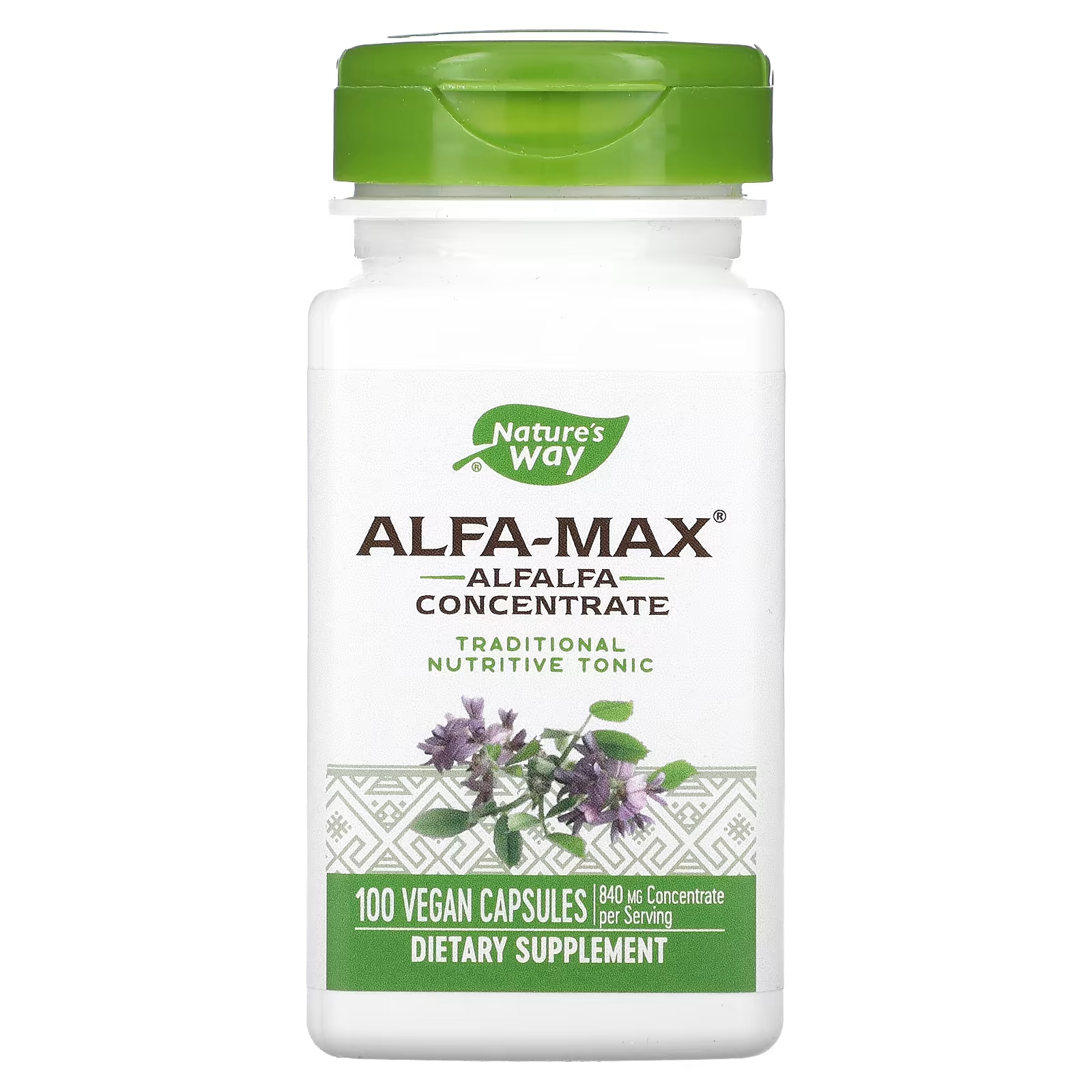 Концентрат люцерны Nature's Way Alfa-Max 840 мг, 100 веганских капсул