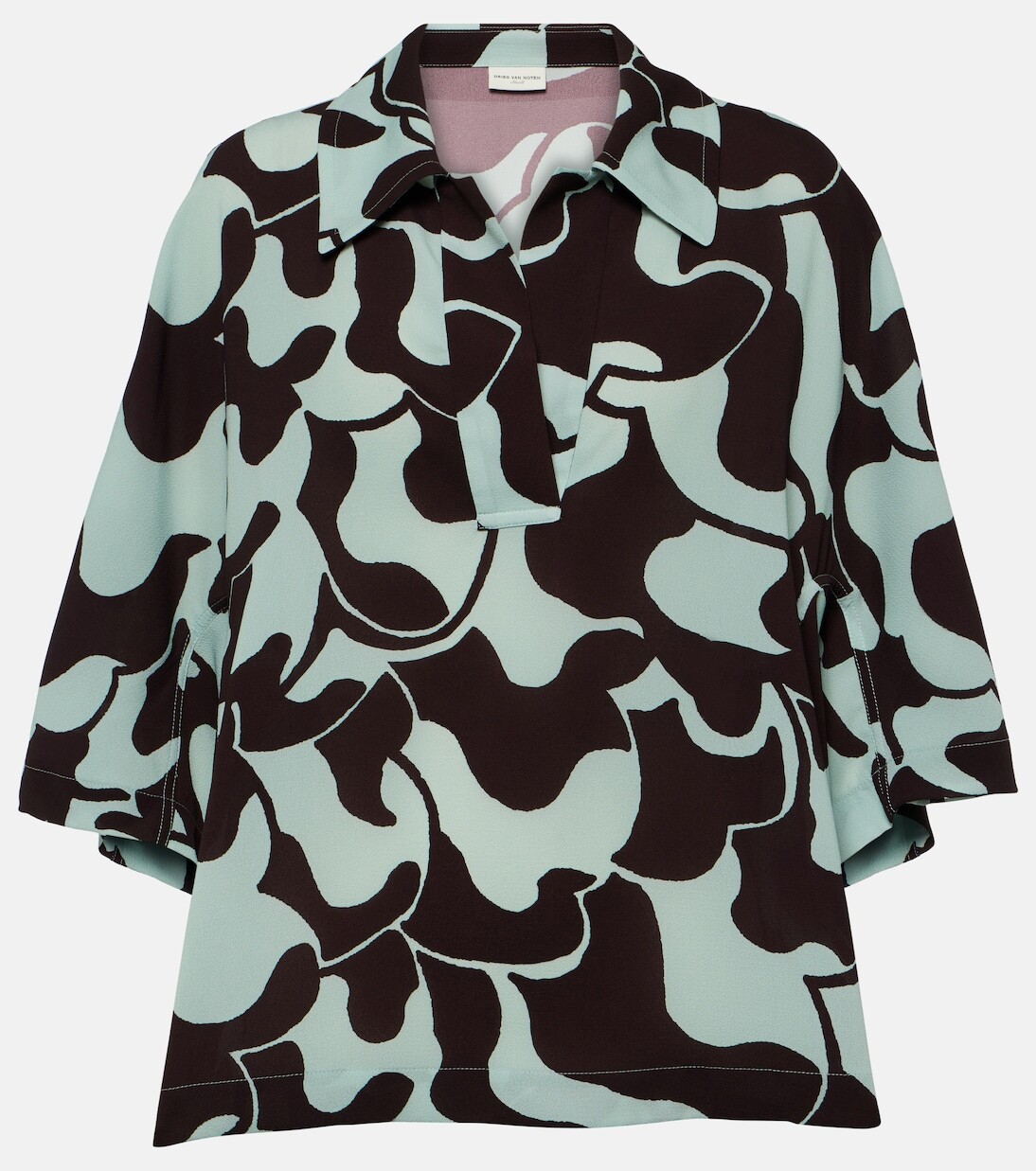 

Топ из крепа с принтом Dries Van Noten, мультиколор