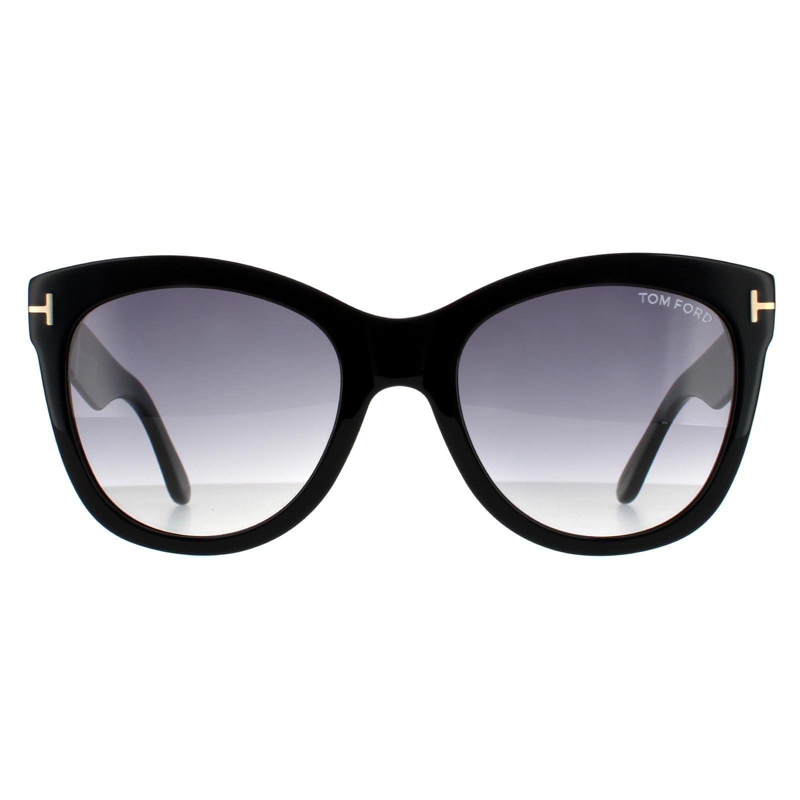Кошачий Глаз Блестящий Черный Дымчатый Градиент Tom Ford, черный солнцезащитные очки guess gus 8243 01b 55