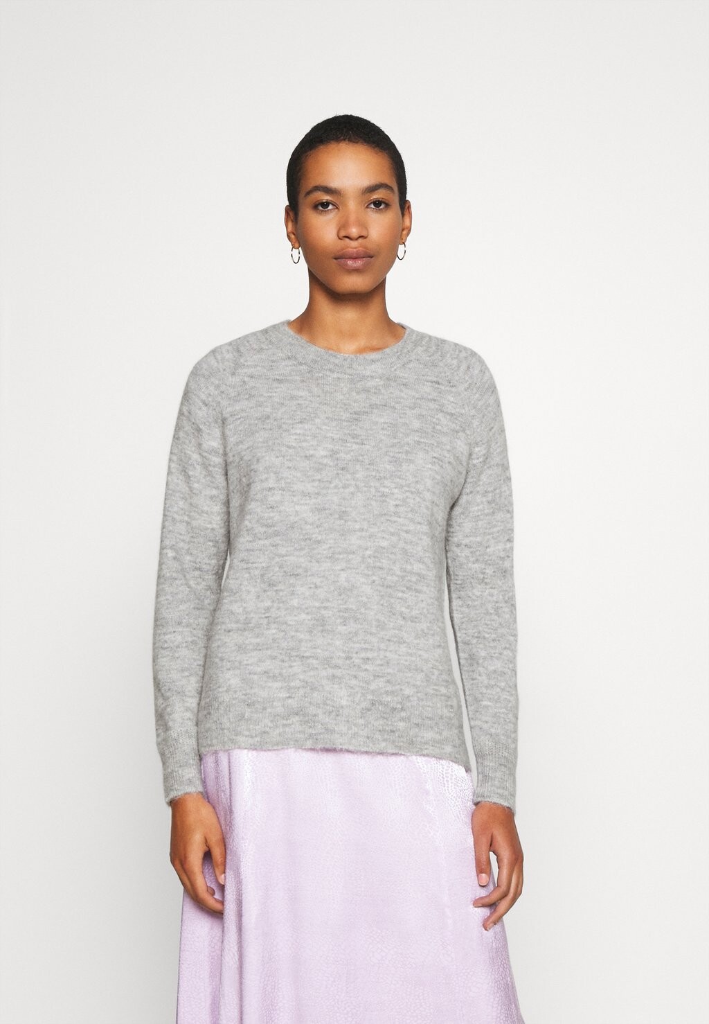 

Джемпер Selected Slflulu Ls O-Neck B, светло-серый меланж