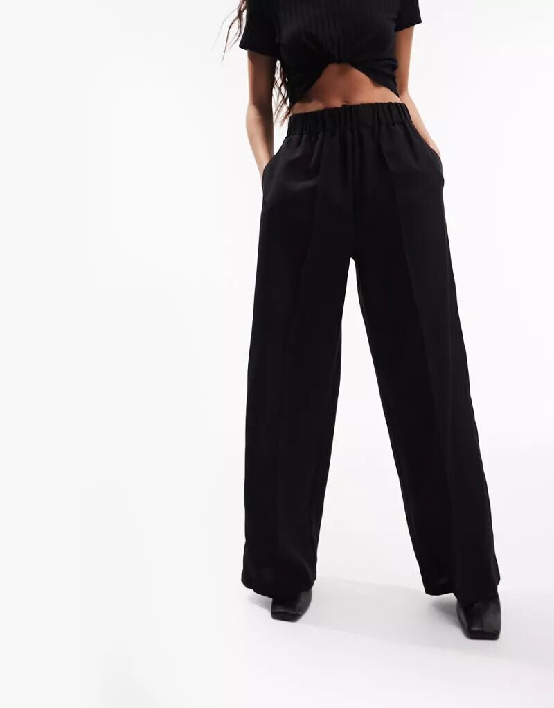 

Элегантные черные брюки с эластичным поясом ASOS