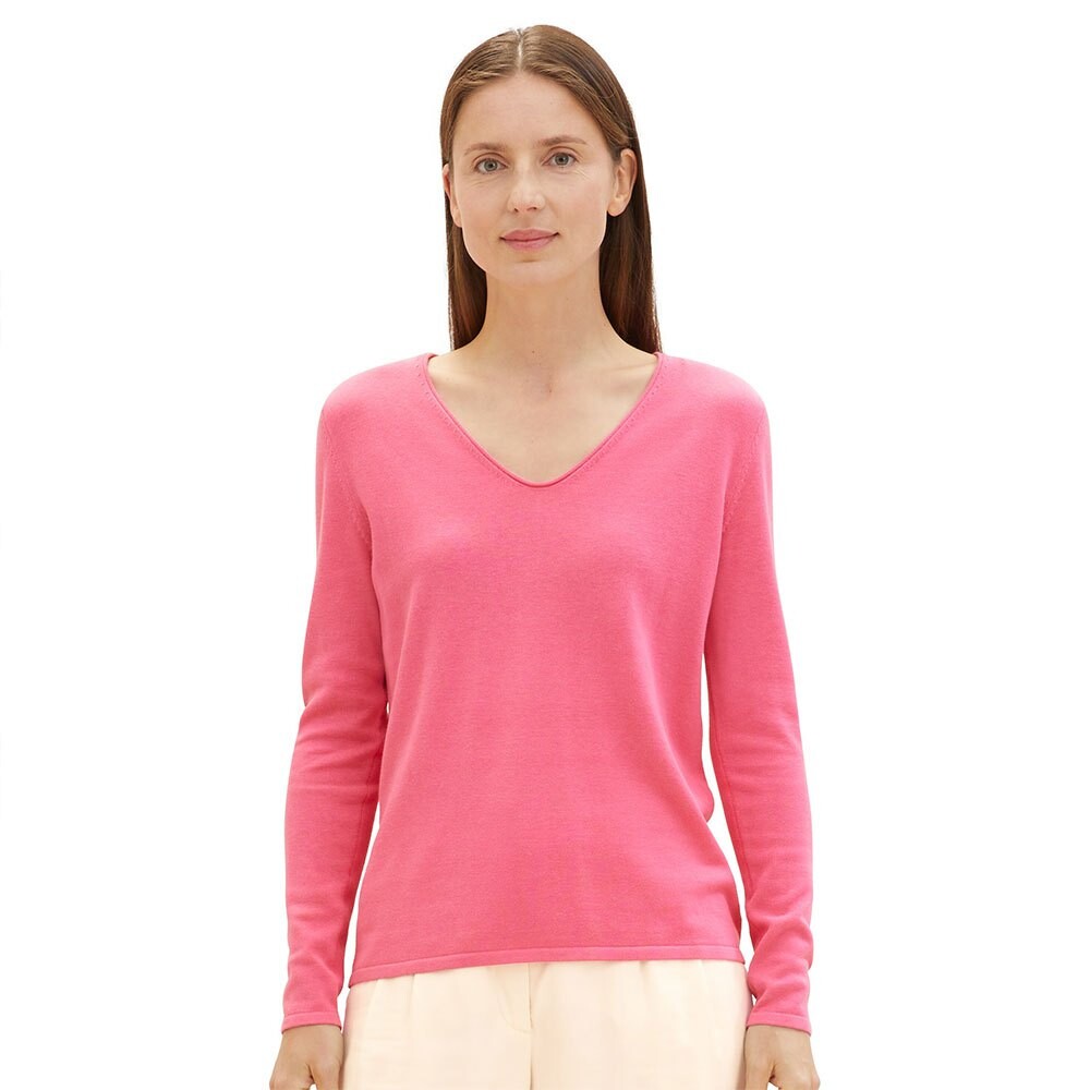 

Свитер Tom Tailor Basic V Neck, розовый