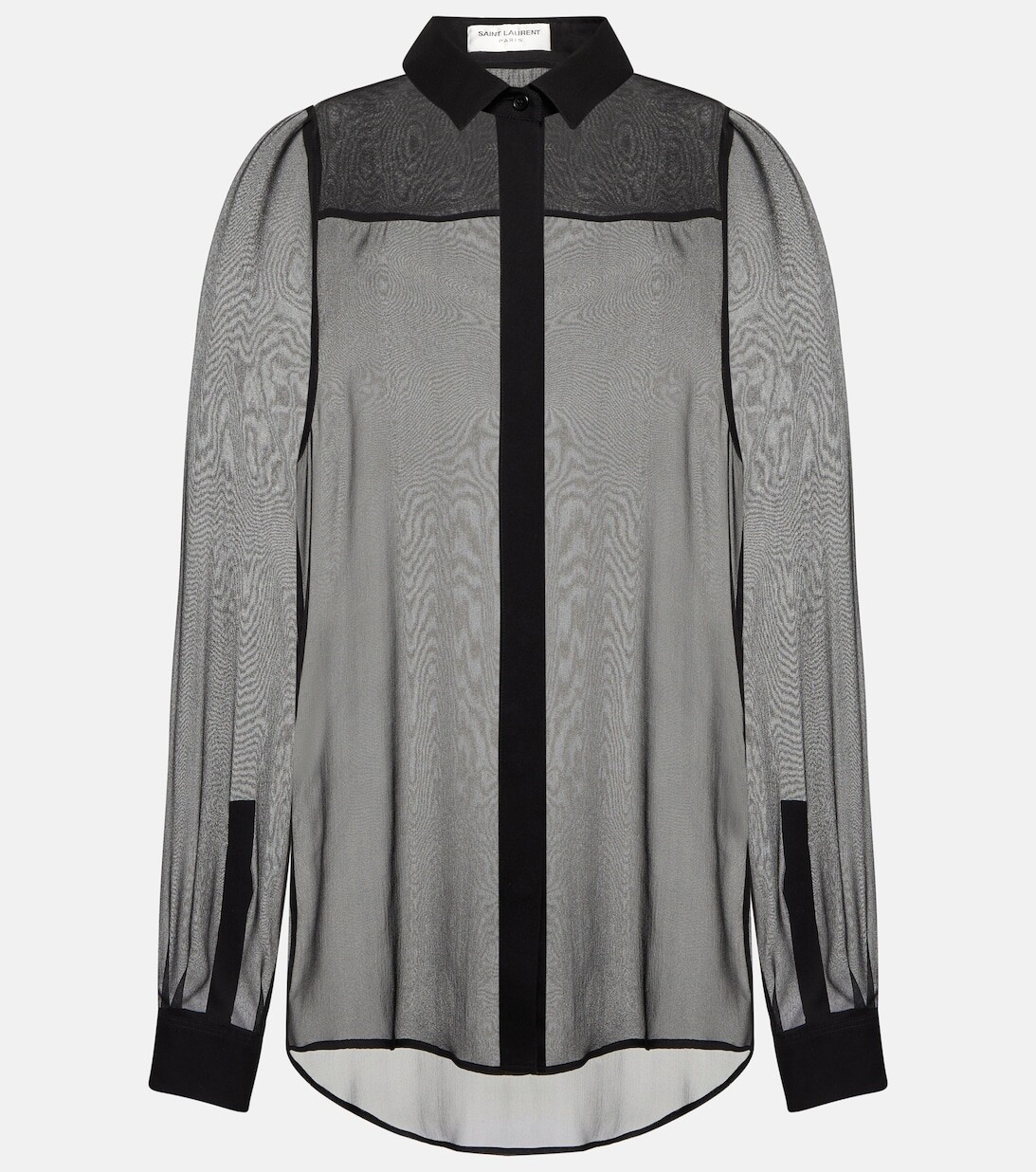 

Прозрачная шелковая рубашка SAINT LAURENT, черный