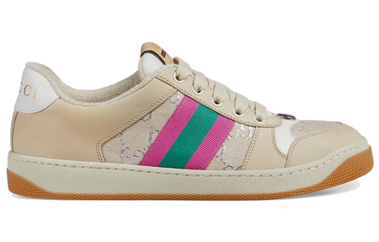 

Кроссовки GUCCI Wmns Screener White GG Lamé, бежевый/розовый/зеленый