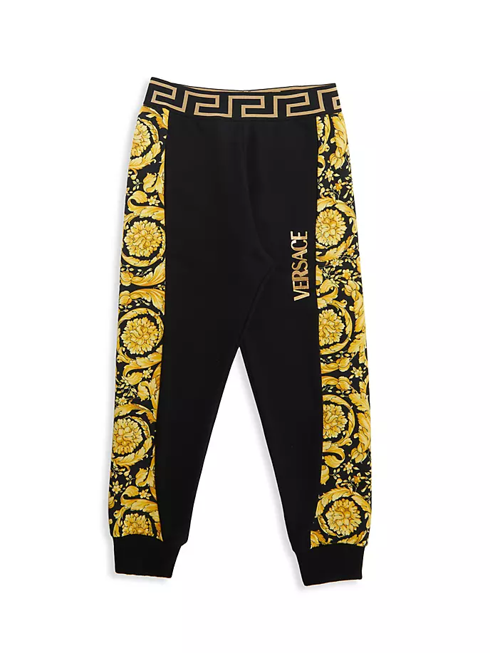 

Хлопковые спортивные штаны Little Kid's Barocco Versace, черный