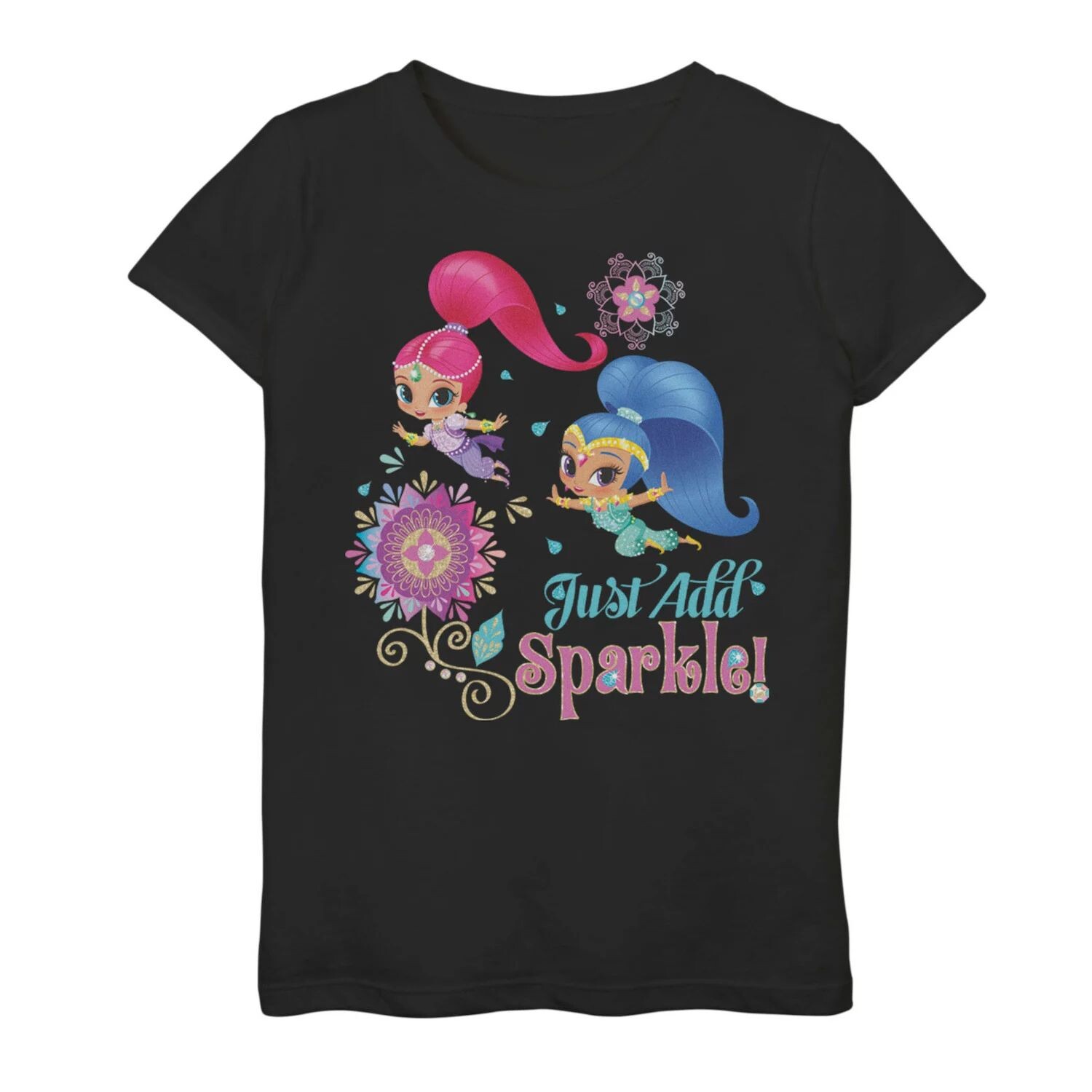 

Футболка Nickelodeon Shimmer & Shine Just Add Sparkle для девочек 7–16 лет с рисунком летающего портрета Nickelodeon