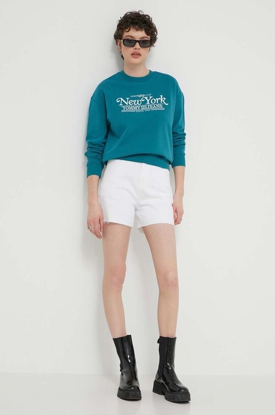 

Хлопковая толстовка Tommy Jeans, бирюзовый