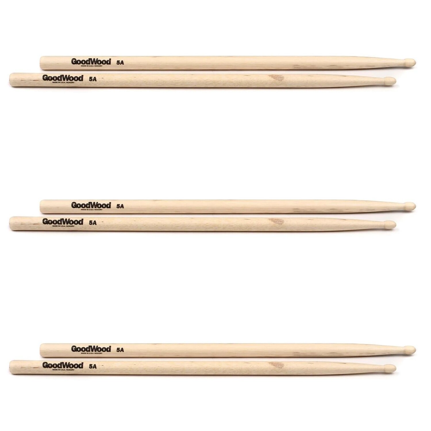 

Барабанные палочки Goodwood Hickory, 3 пары, 5А, наконечник из специальной древесины