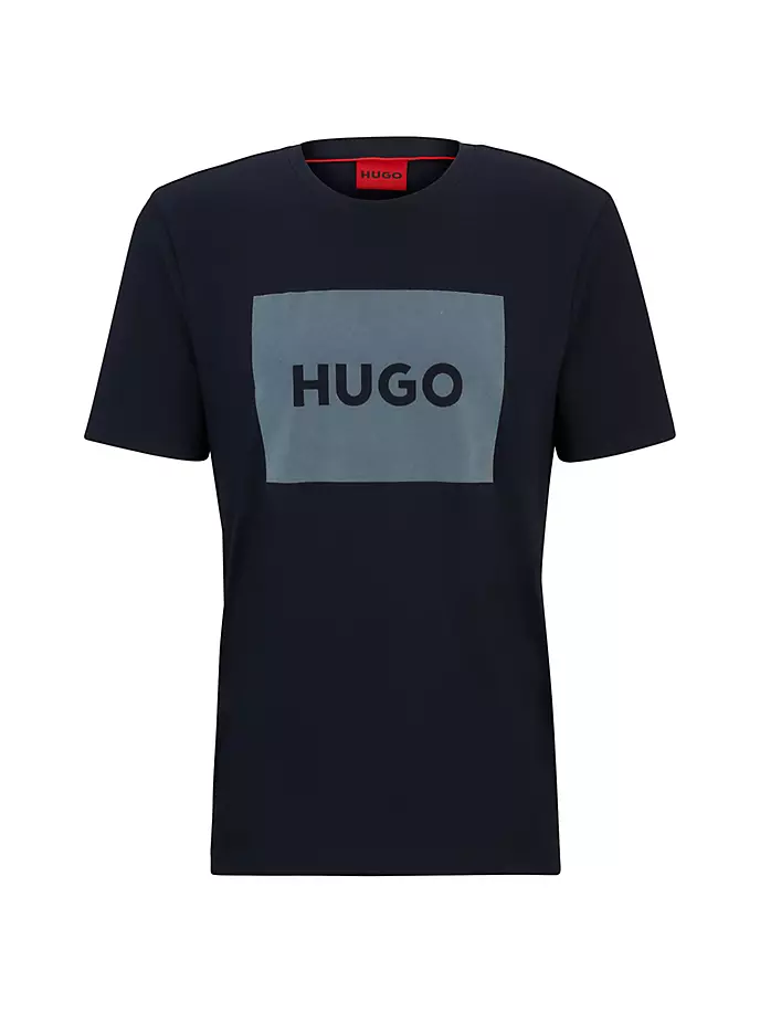 

Футболка из хлопкового джерси с логотипом с эффектом металлик Hugo, синий