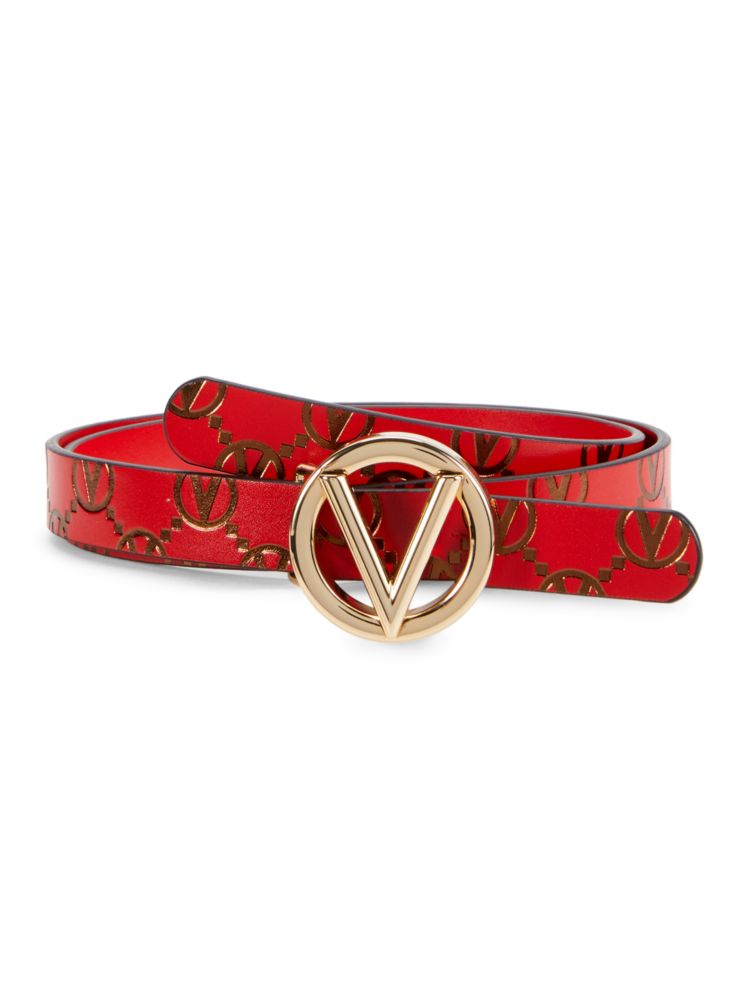 Кожаный ремень с логотипом Mario Valentino, красный