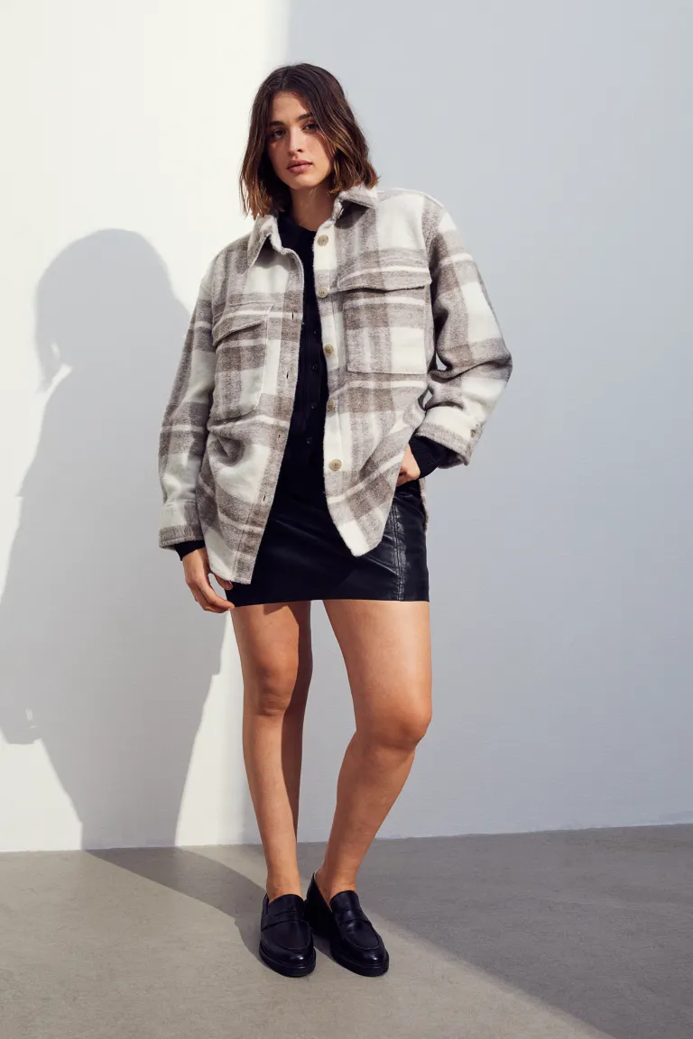 

Объемная куртка-рубашка H&M, бежевый