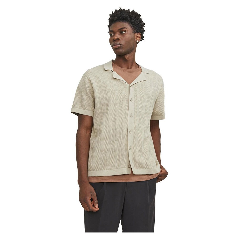 

Рубашка с коротким рукавом Jack & Jones Valencia Structure Knit, бежевый
