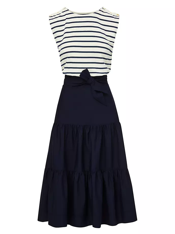 

Платье миди Pazila смешанной техники Veronica Beard, цвет marine off white