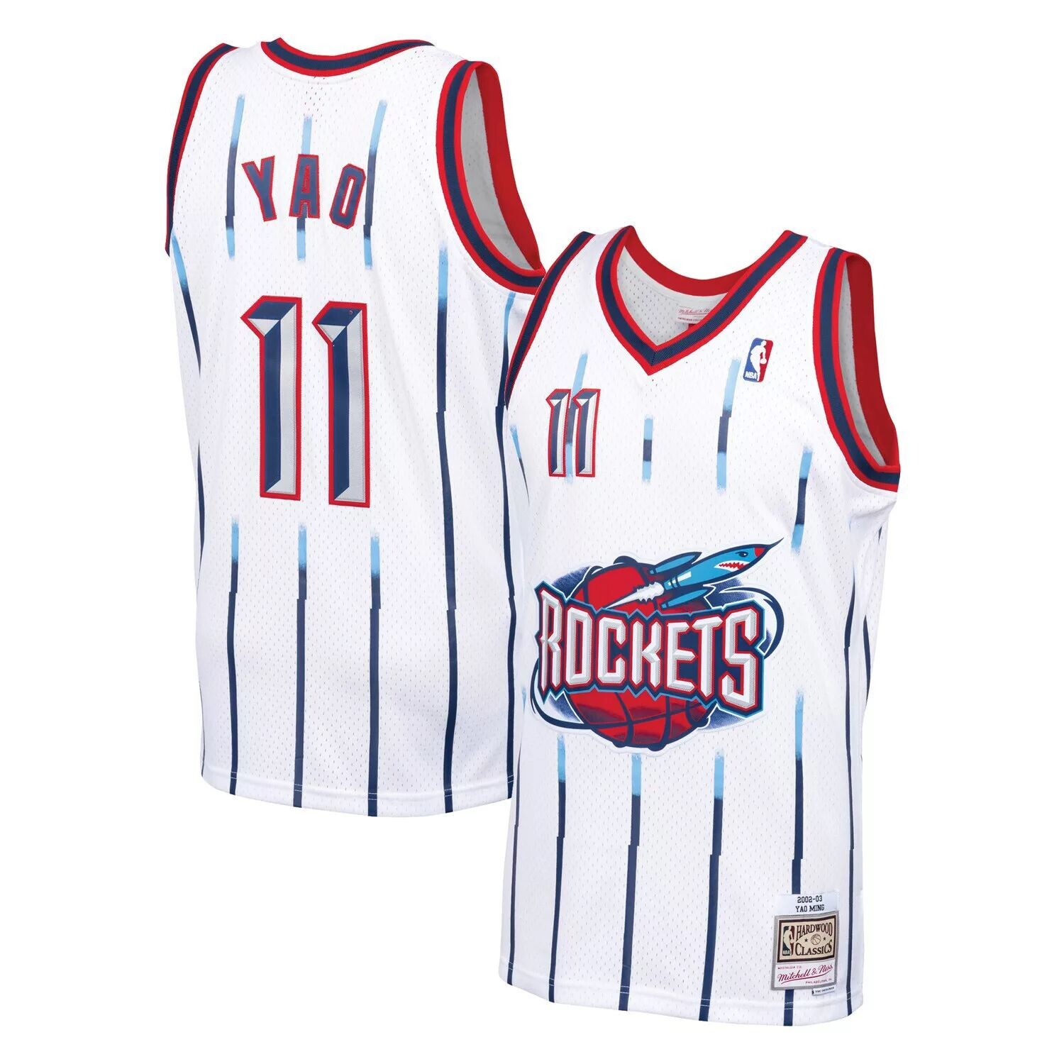 

Мужское джерси Mitchell & Ness Yao Ming White Houston Rockets 2002-03 Hardwood Classics Swingman