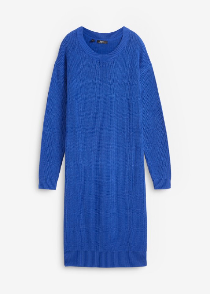 Платье оверсайз в рубчик с разрезом Bpc Bonprix Collection, синий