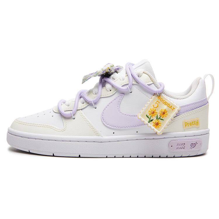 

Кроссовки Nike Court Borough Skateboarding Shoes Women's Low-top White, фиолетовый/желтый/белый