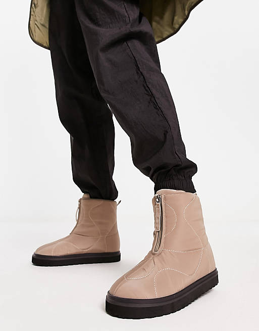 Серо-коричневые уплотненные ботинки на молнии ASOS DESIGN Avenue