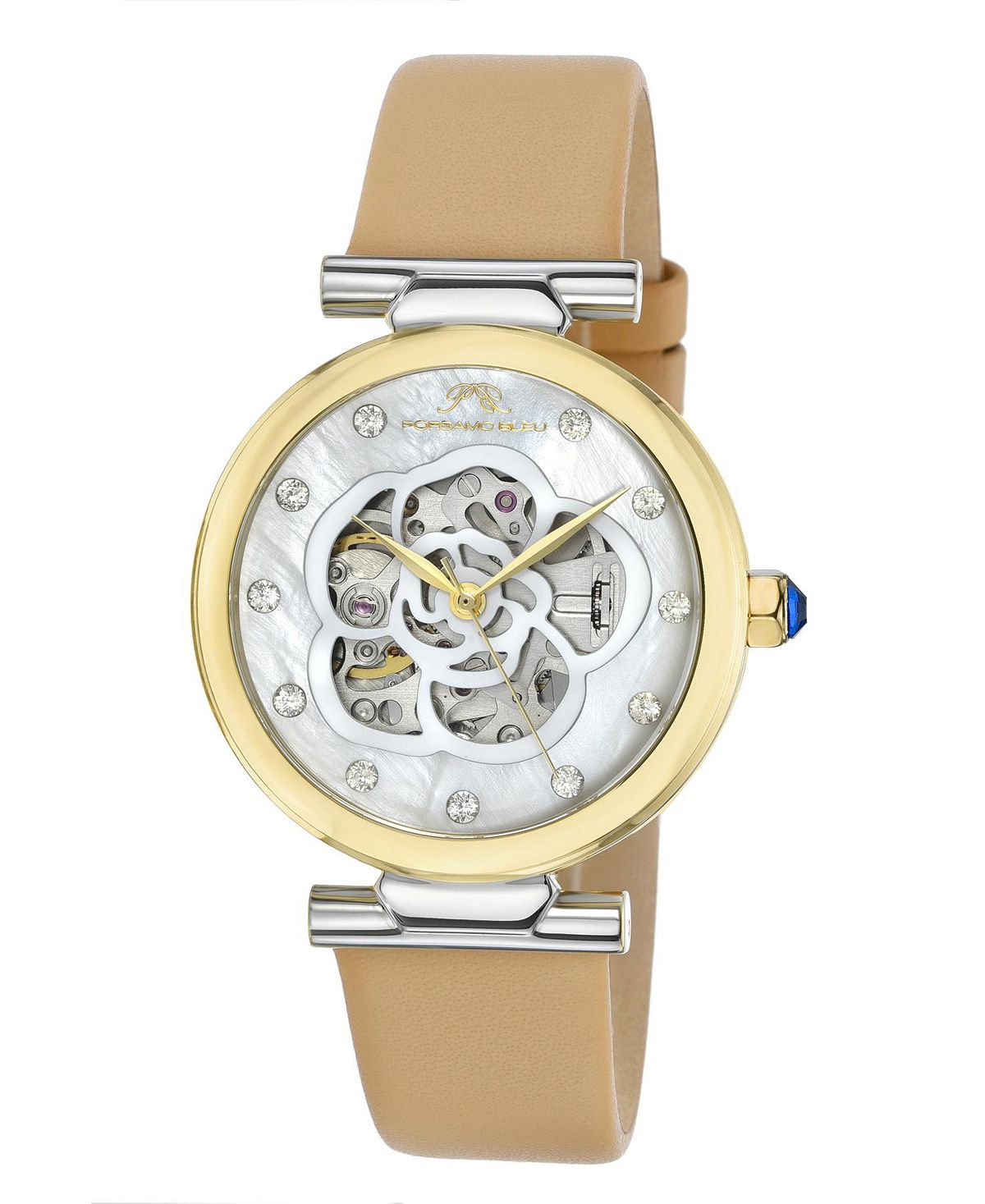 цена Женские автоматические часы Laura с ремешком из натуральной кожи 1212CLAL Porsamo Bleu