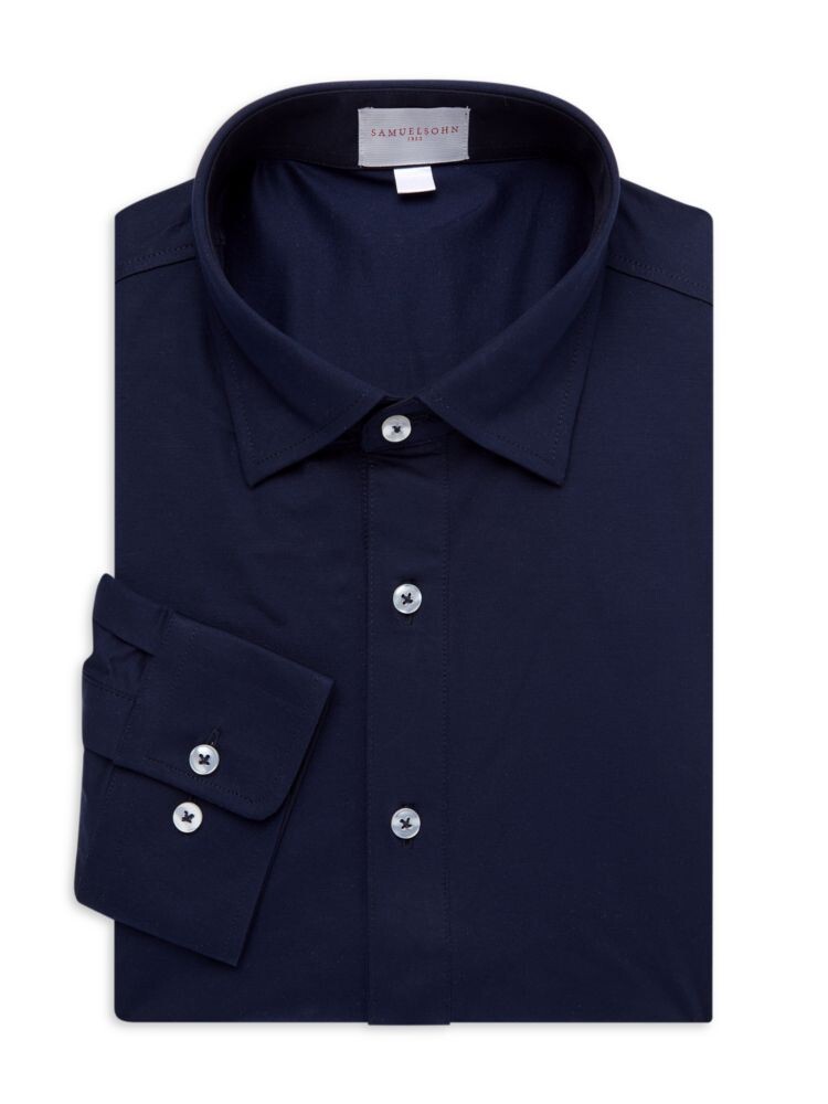

Трикотажная спортивная рубашка из джерси Samuelsohn, темно-синий