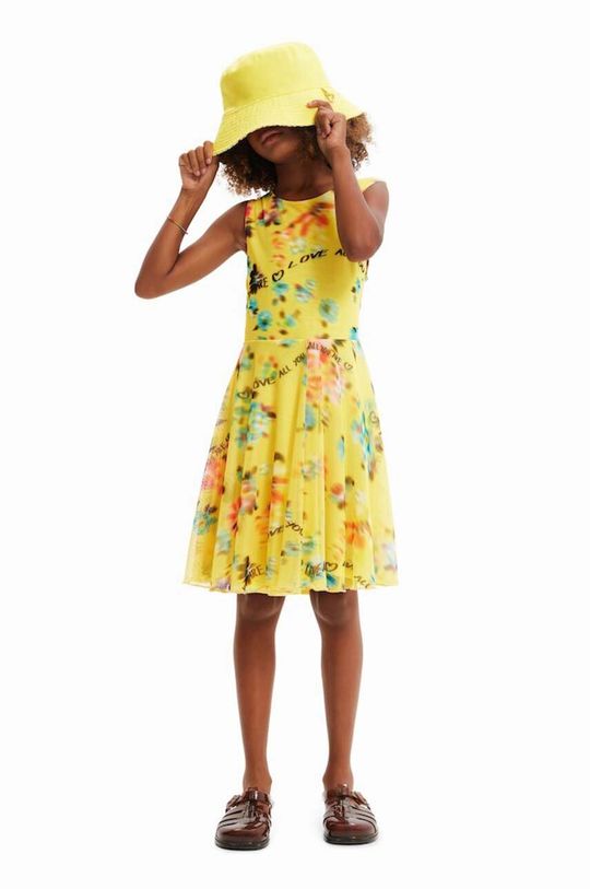 Детское хлопковое платье Desigual, желтый детское хлопковое платье desigual бирюзовый