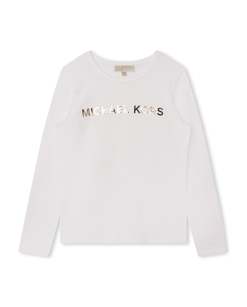 

Футболка для девочек с длинными рукавами и логотипом спереди Michael Kors, белый