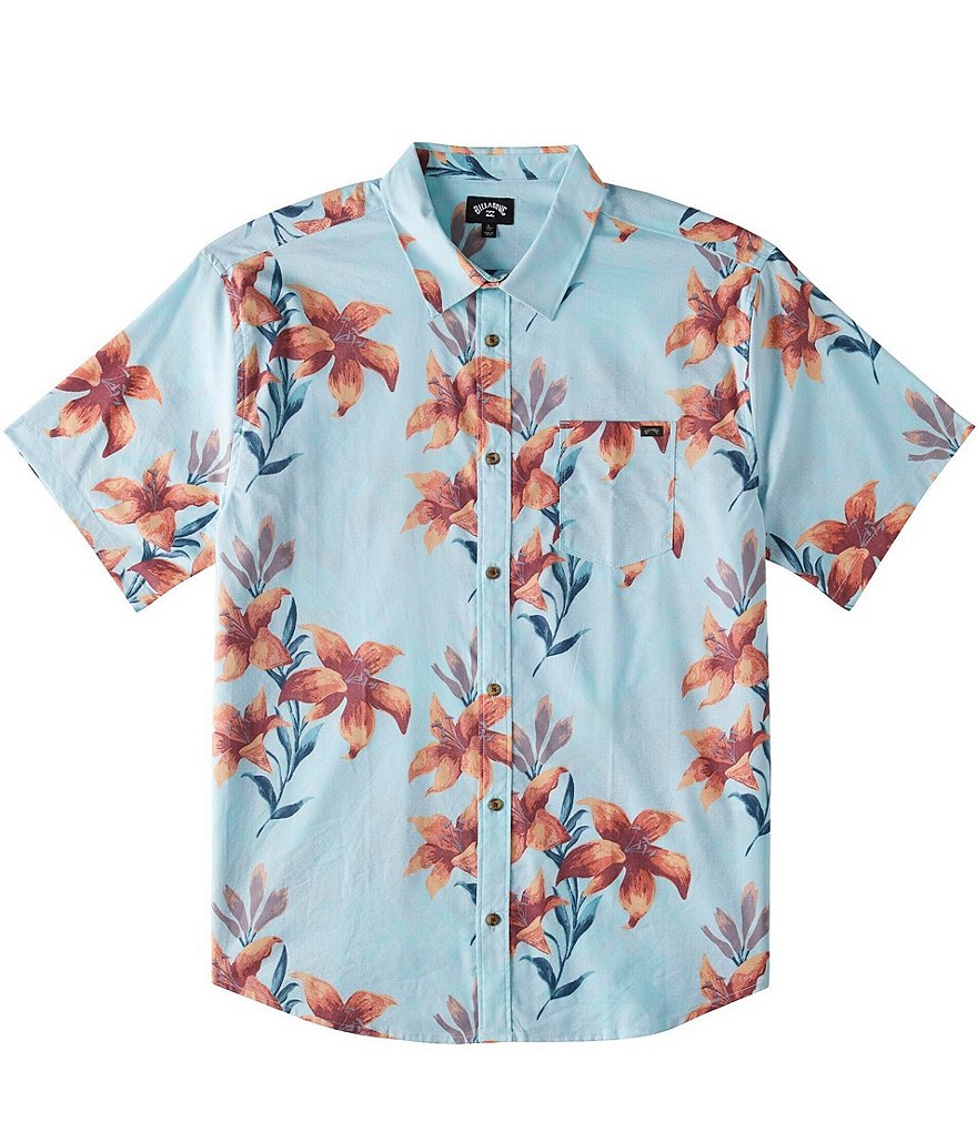 Billabong - тканая рубашка с короткими рукавами Sundays и тропическим цветочным принтом, синий