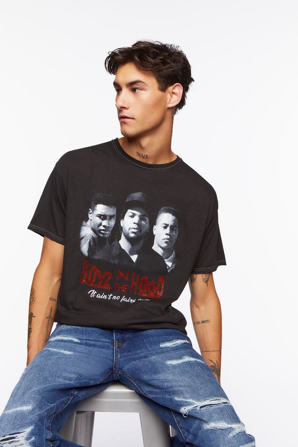 

Футболка Boyz N The Hood с заклепками и графическим рисунком Forever 21, черный