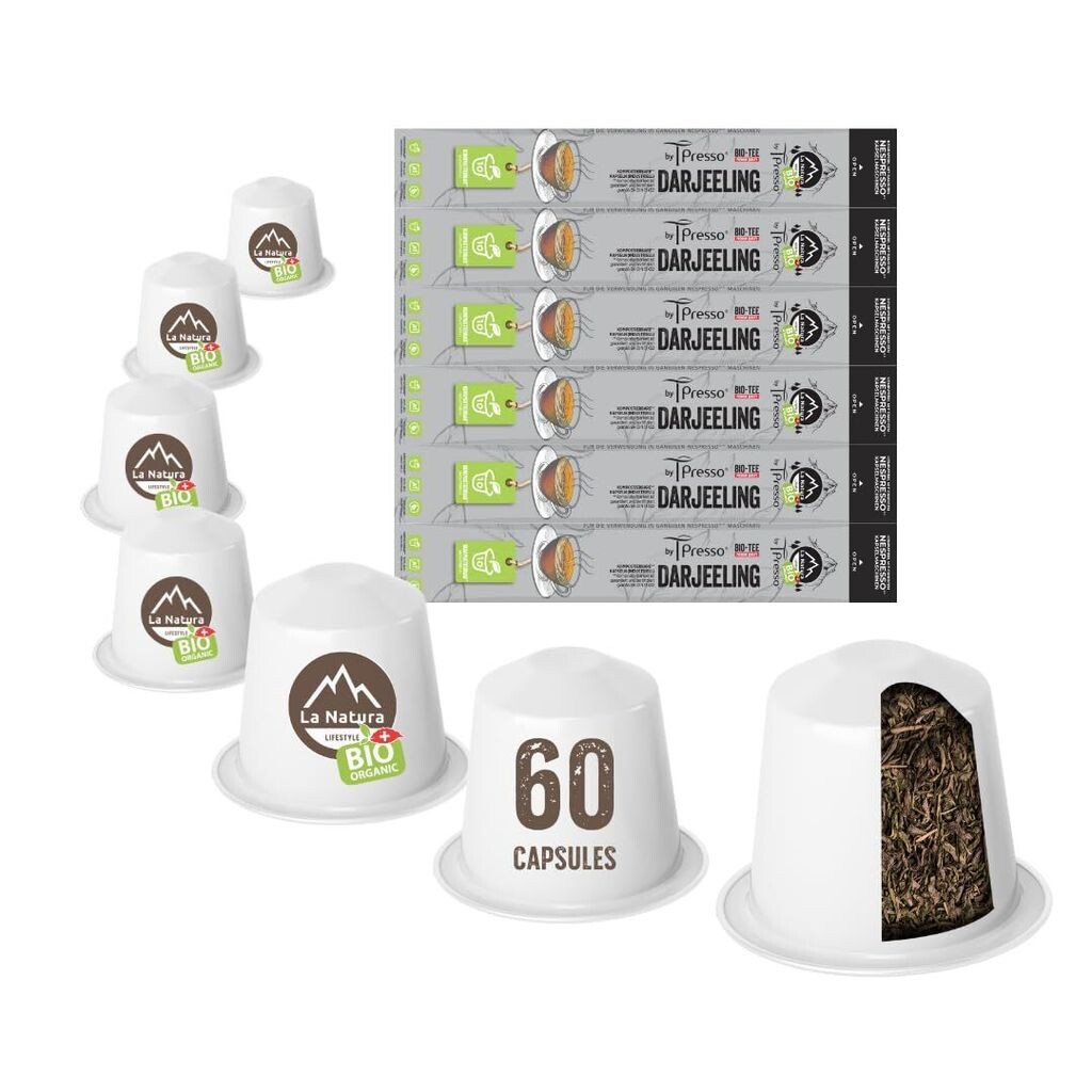 

Чай Дарджилинг - 60 чайных капсул | La Natura Lifestyle от Tpresso Organic 120 г | биологический | Совместимость с Nespresso*³ Functional Food