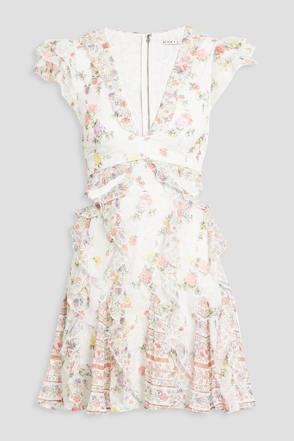 

Платье мини Mitzi из жоржета с цветочным принтом ALICE + OLIVIA, румян
