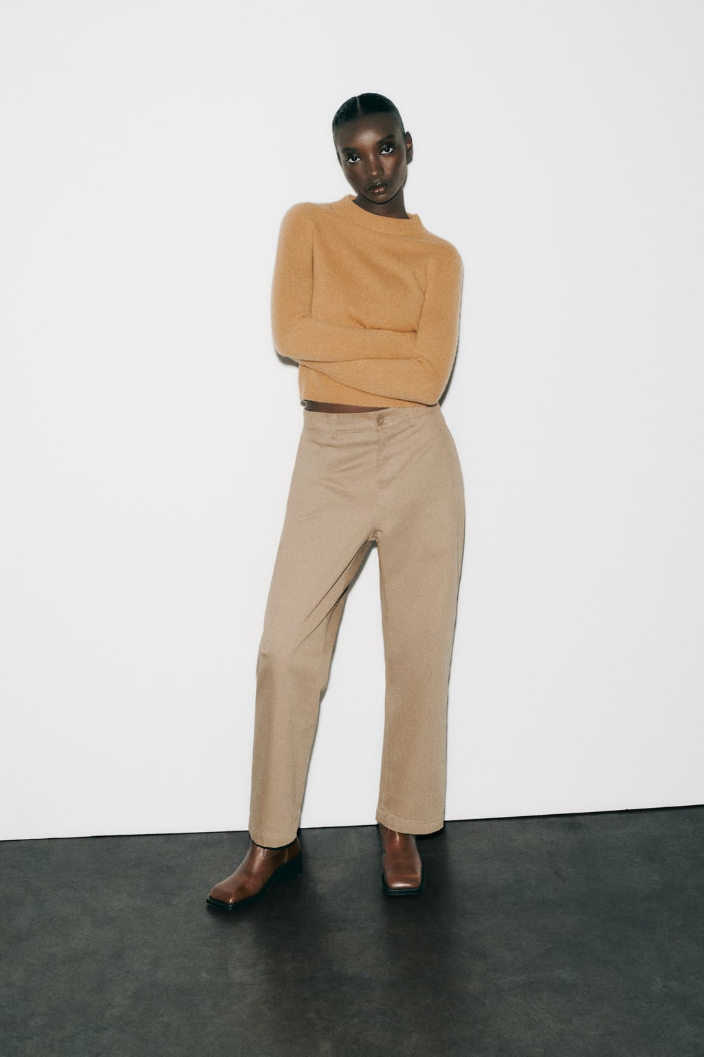 

Вязаный кардиган с эффектом металлик ZARA, кэмел