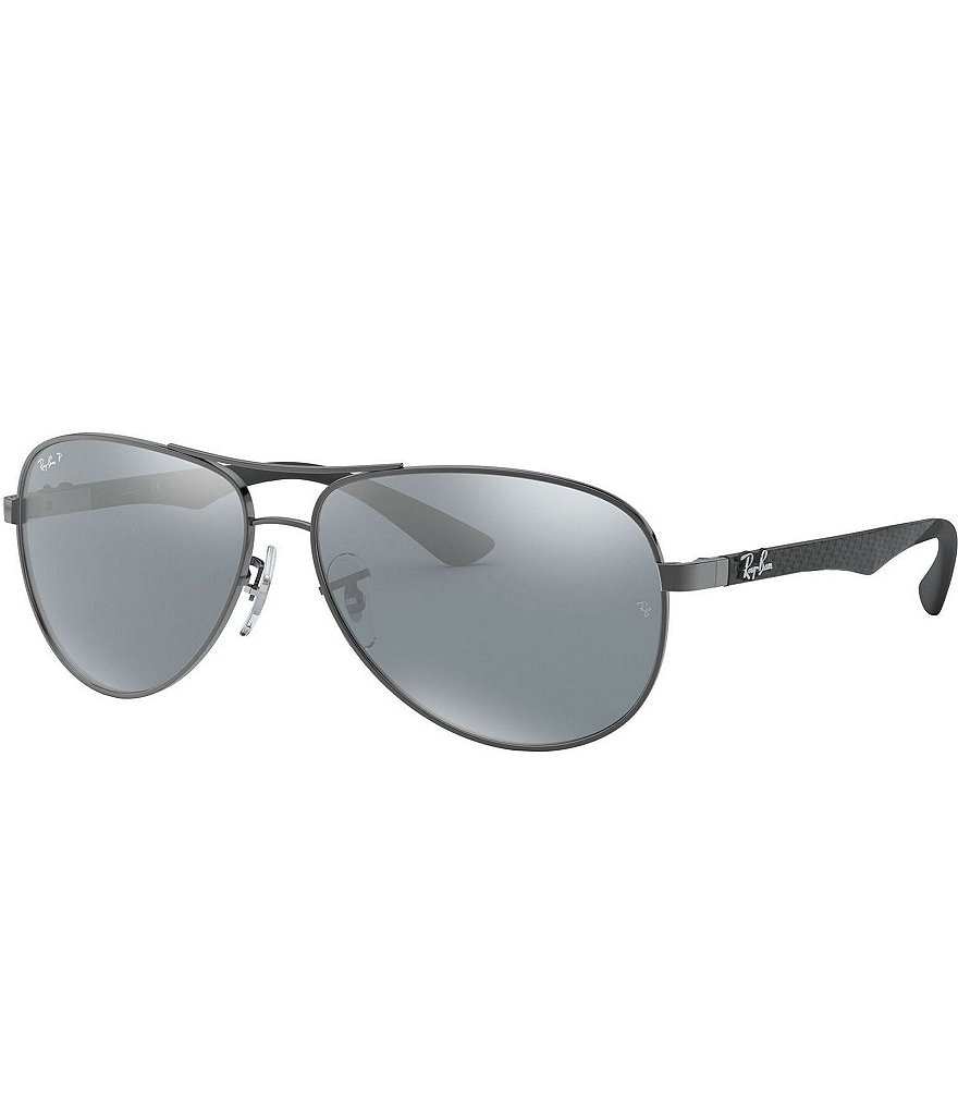цена Мужские зеркальные поляризованные солнцезащитные очки-авиаторы Ray-Ban 0RB8313 61 мм, серый
