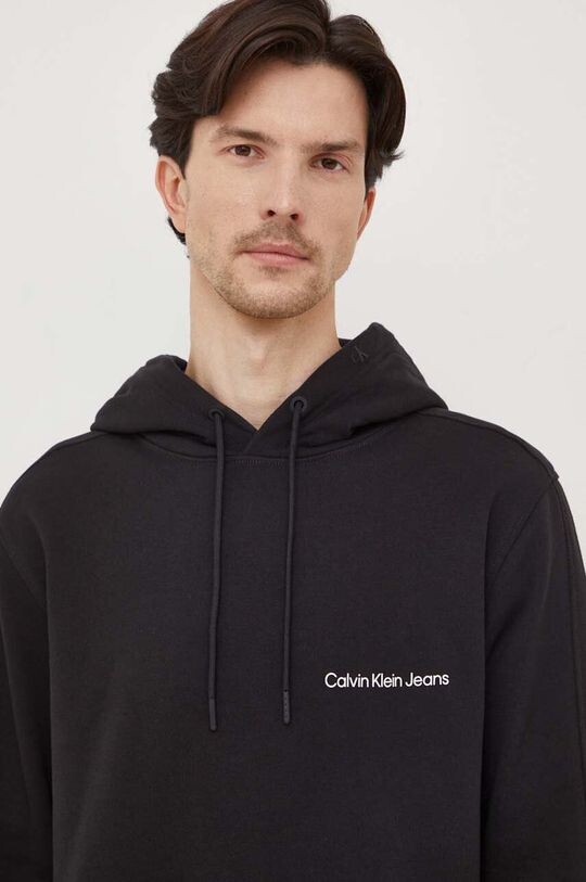 Хлопковая толстовка Calvin Klein Jeans, черный хлопковая толстовка calvin klein jeans черный