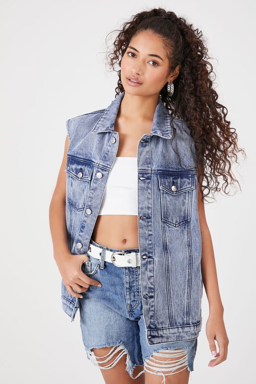 

Джинсовый жилет на пуговицах спереди Forever 21, деним