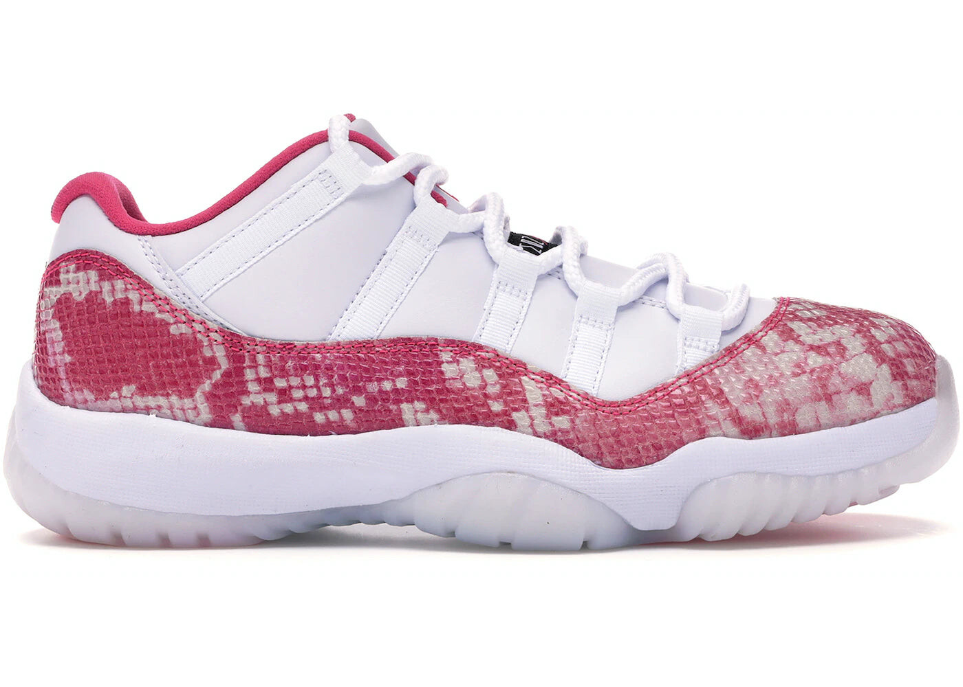

Кроссовки Nike Air Jordan 11 Retro Low Pink Snakeskin (2019), белый / арбузный / черный
