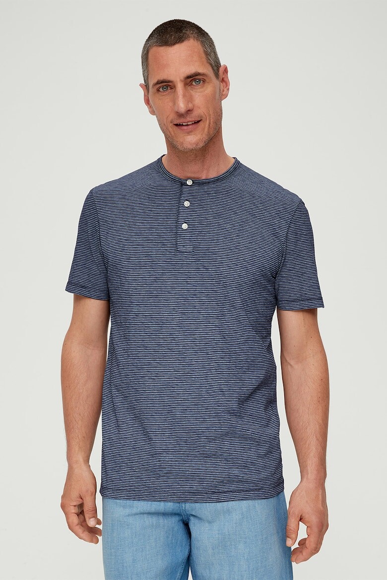 

Полосатая хлопковая футболка Henley S Oliver, синий