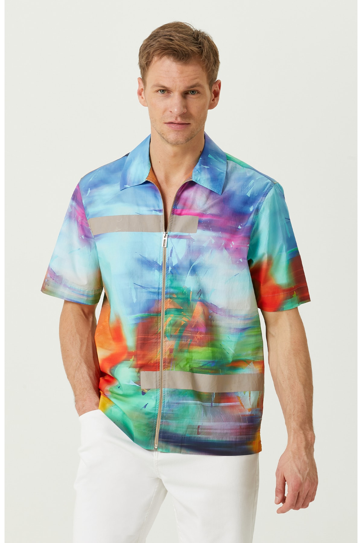 Классическая рубашка с цветным принтом Network, разноцветный
