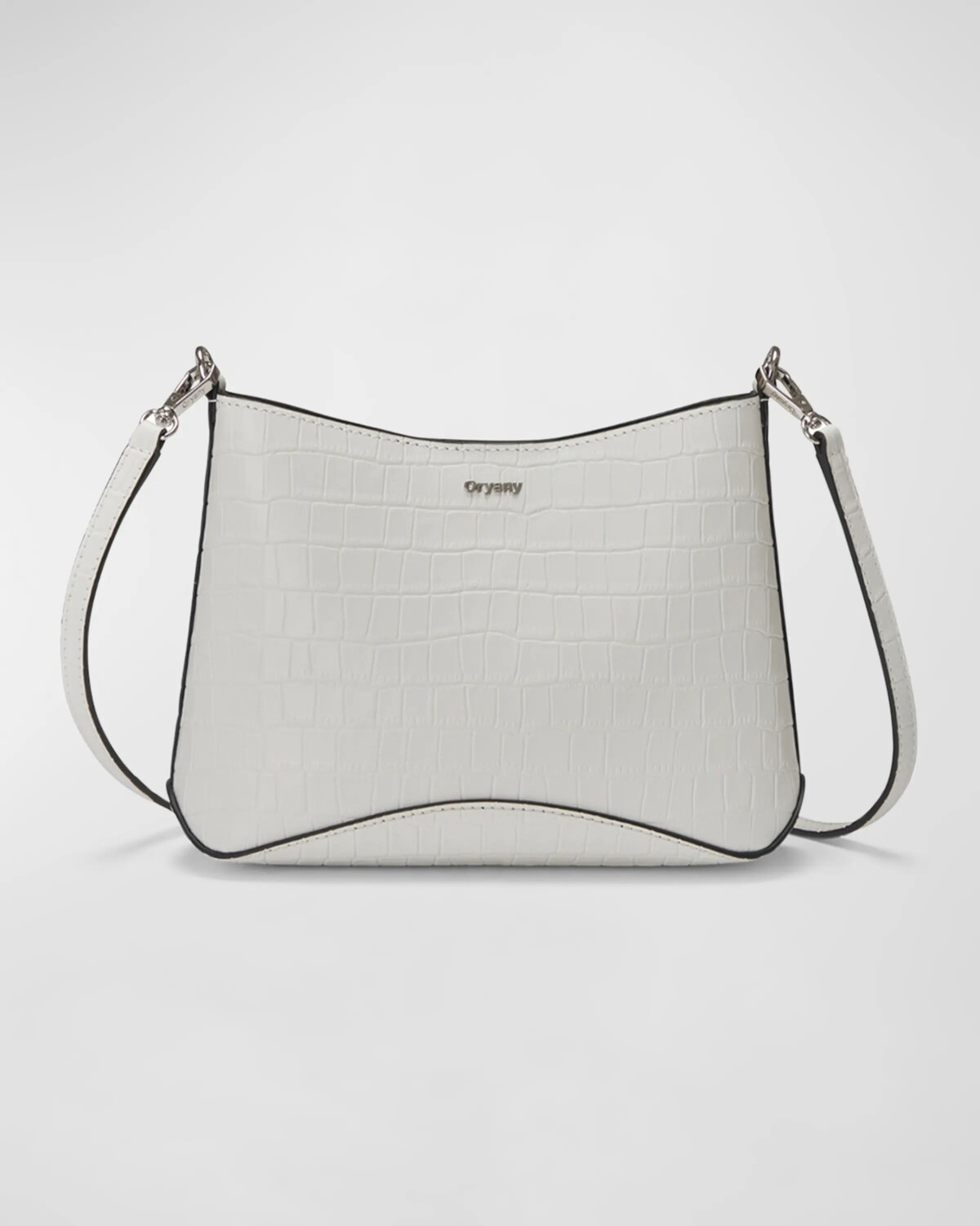 

Миниатюрная кожаная сумка через плечо Focus с тиснением под крокодила Oryany, цвет Off White