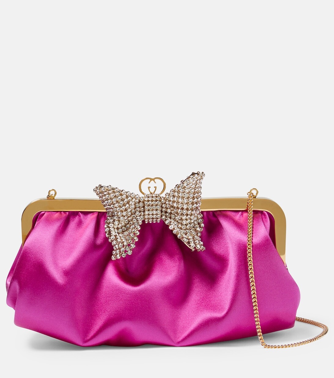 

Украшенный атласный клатч Gucci, розовый