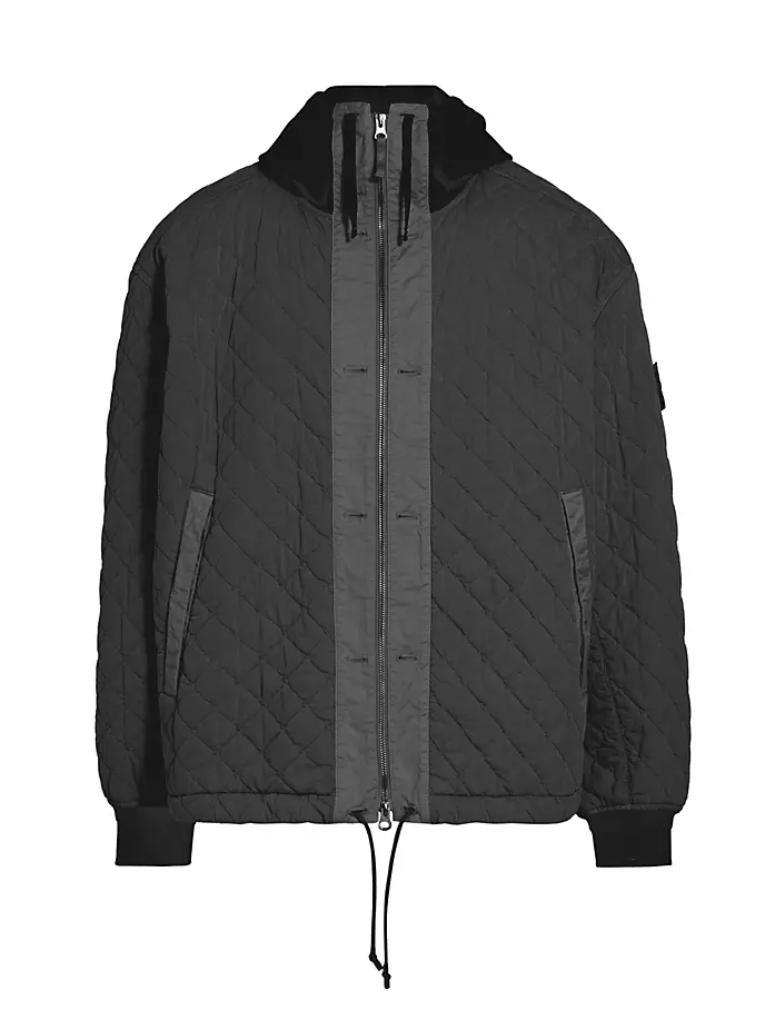 

Стеганая куртка с капюшоном Stone Island, черный