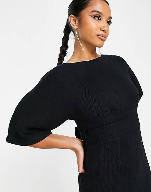 

Черное платье мини в рубчик-карандаш Closet London Petite, Черный