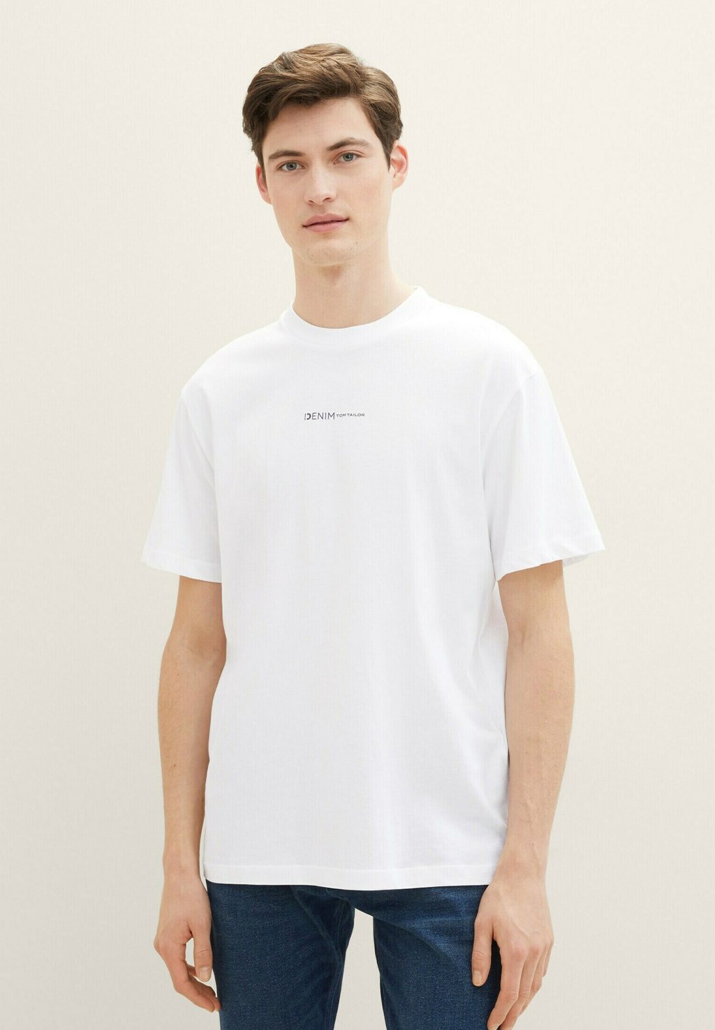 Базовая футболка TOM TAILOR DENIM, белый лонгслив tom tailor хлопок трикотаж размер xs черный белый