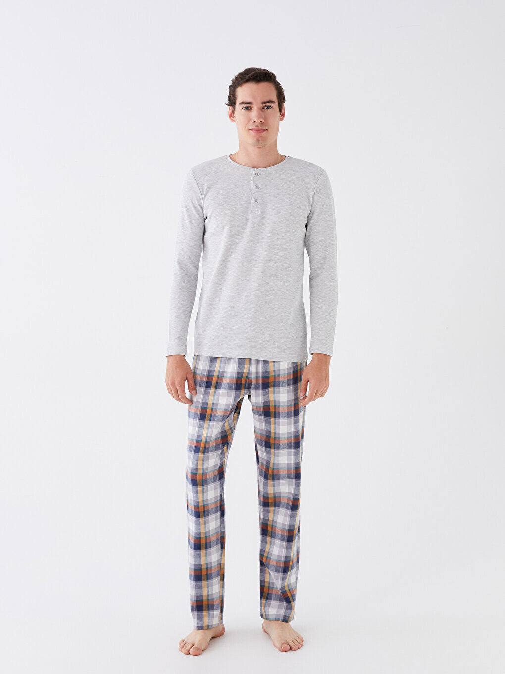 

Мужской пижамный комплект Slim Fit LCW DREAM, светло-бежевый меланж