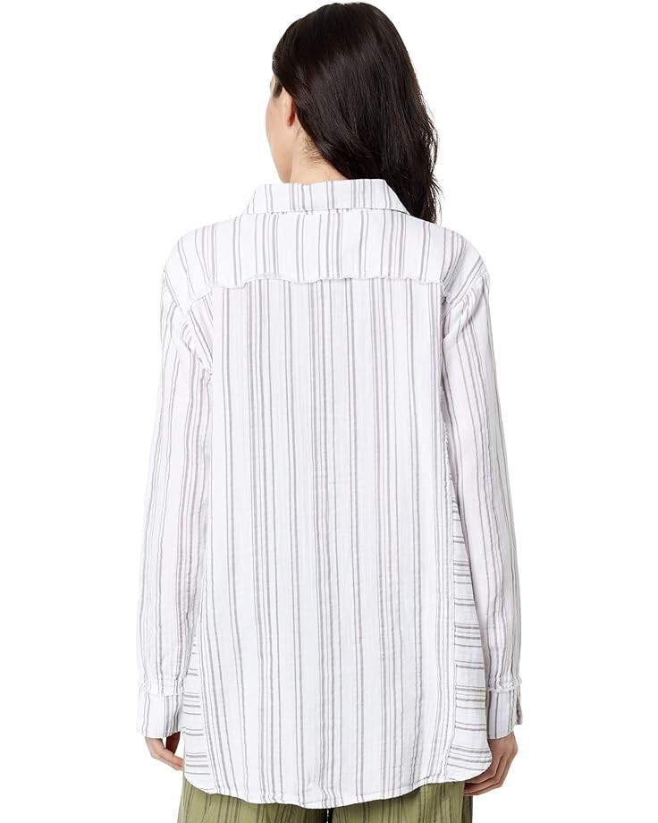 

Рубашка Mod-o-doc Tonal Stripe Gauze Notch Cuff Long Sleeve Button-Up Shirt, белый