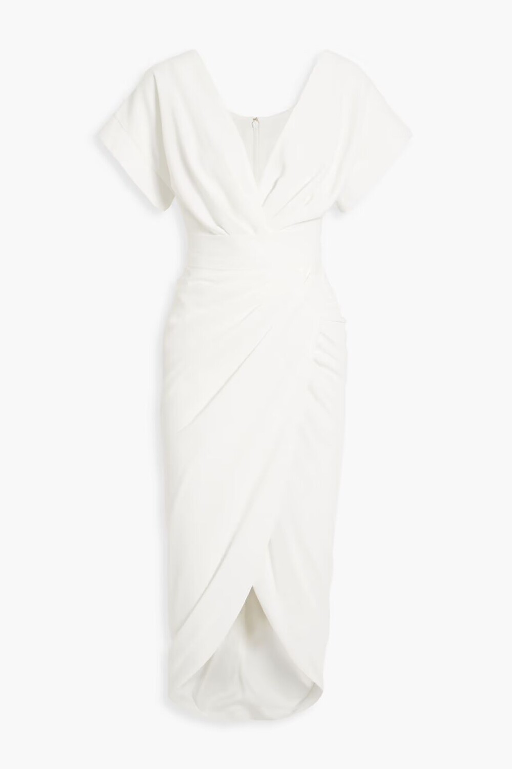 

Креповое платье с поясом и драпировкой Rhea Costa, цвет Off-white