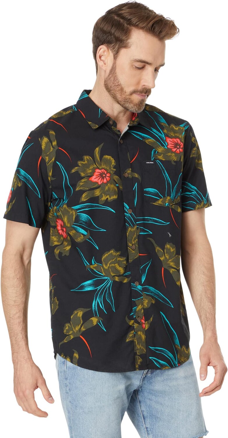 

Рубашка Island Time Short Sleeve Woven Volcom, цвет Black Combo