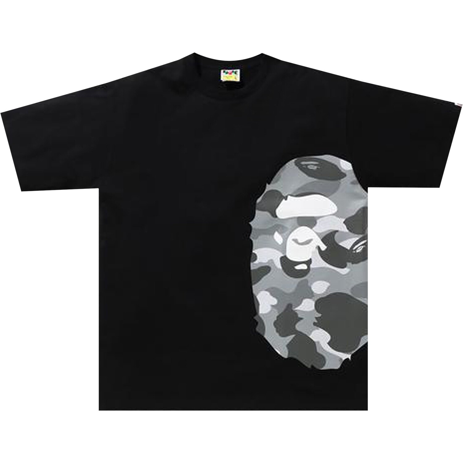 Свободная футболка BAPE Color Camo Side Big Ape Head, Черный/Серый футболка bape color camo big ape head черный красный